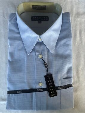 Bergamo New York Men's Light Blue Long-Sleeve Dress Shirt